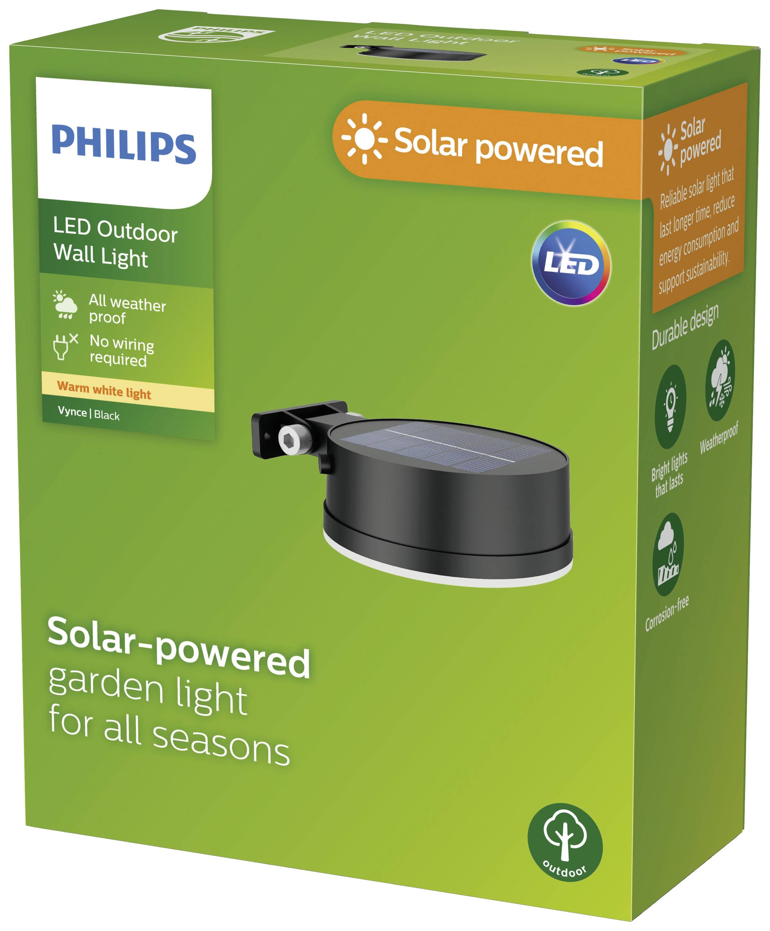 Philips LED Vynce 8720169265622 Solar-Außenwandleuchte LED 1.5W Schwarz