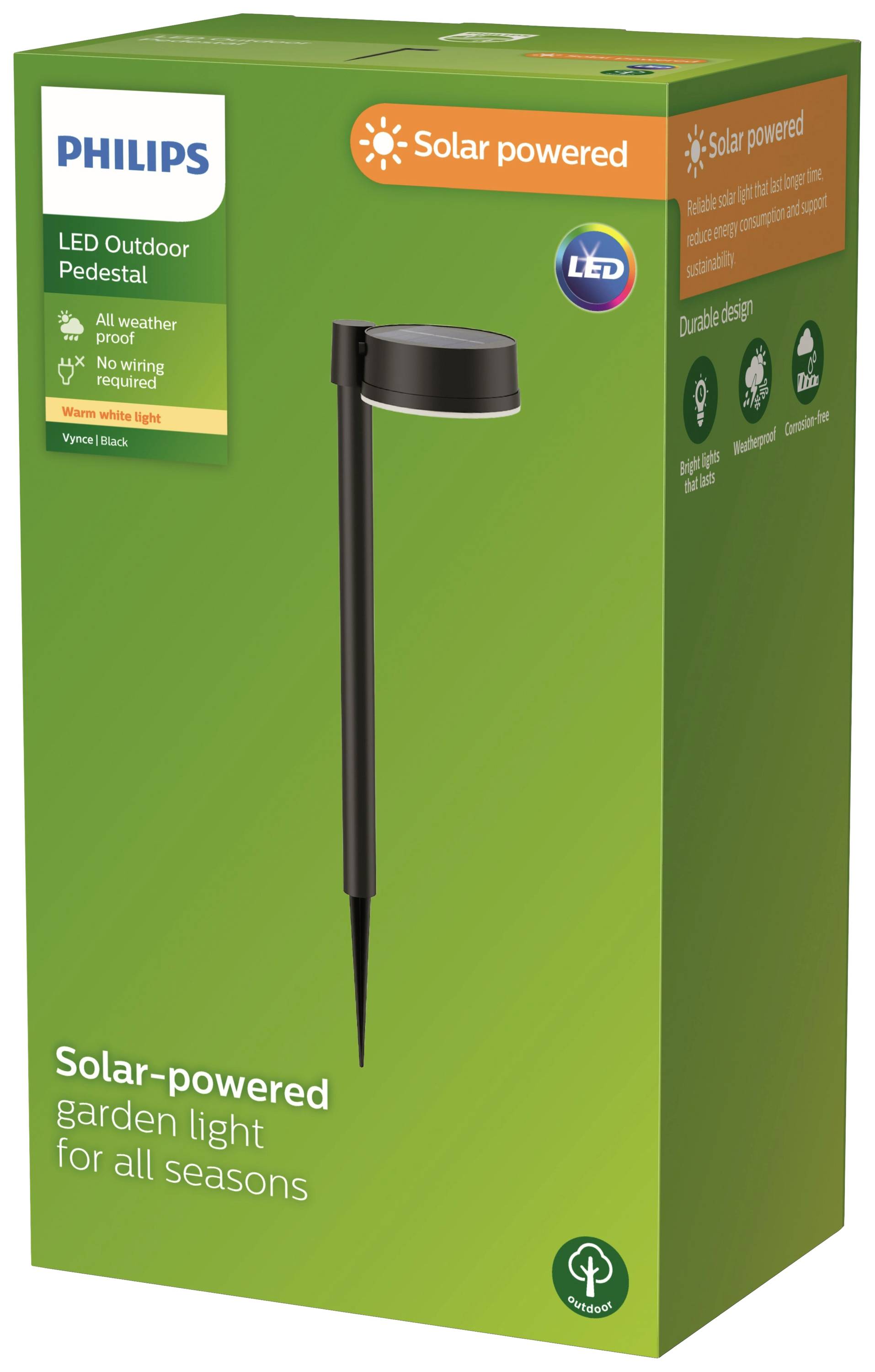 Philips LED 8720169265646 Vynce Solar-Gartenleuchte LED 1.5W Schwarz