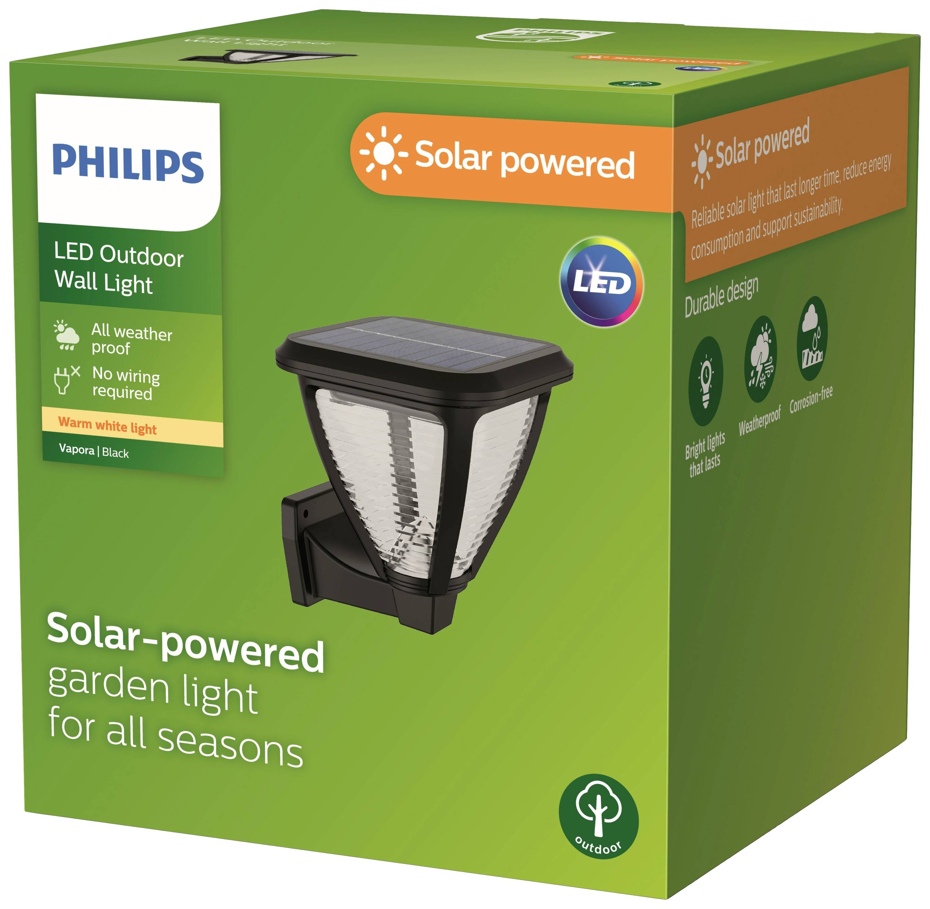 Philips LED Vapora 8720169265707 Solar-Außenwandleuchte LED 1.5W Schwarz