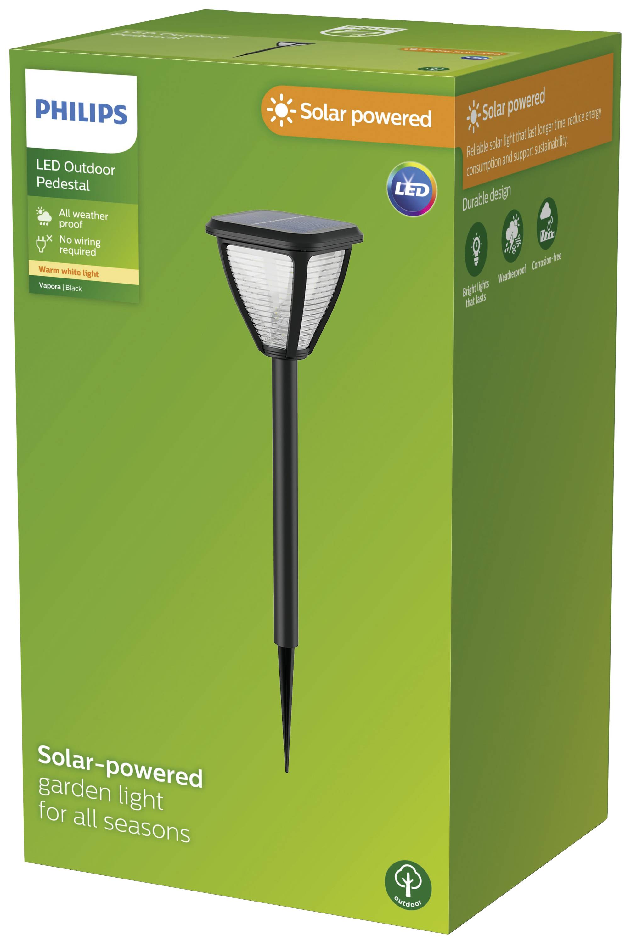 Philips LED 8720169265721 Vapora Solar-Gartenleuchte LED 1.5W Schwarz