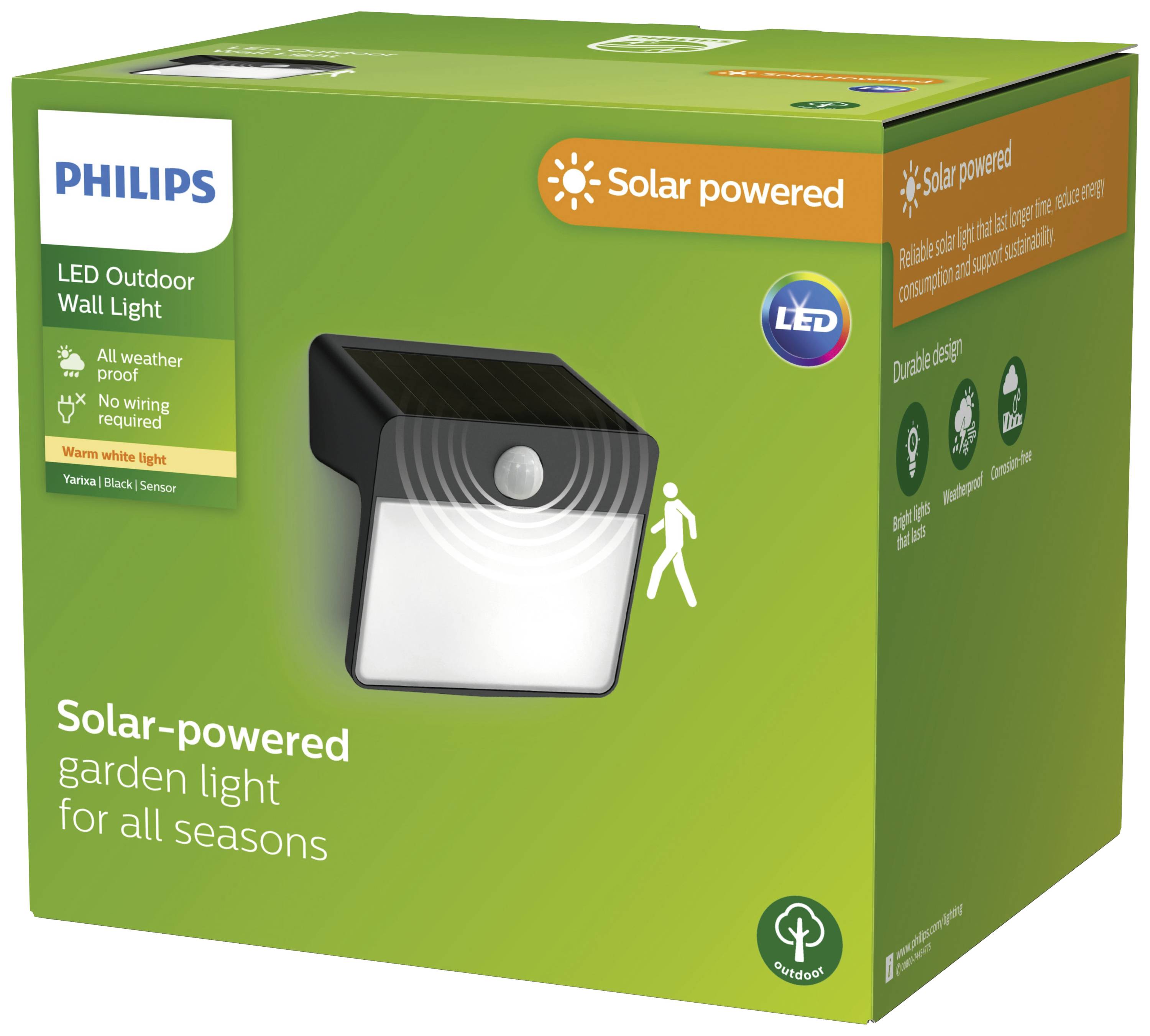 Philips LED Yarixa 8720169265448 Solar-Außenstandleuchte mit Bewegungsmelder LED 2.2W Schwarz