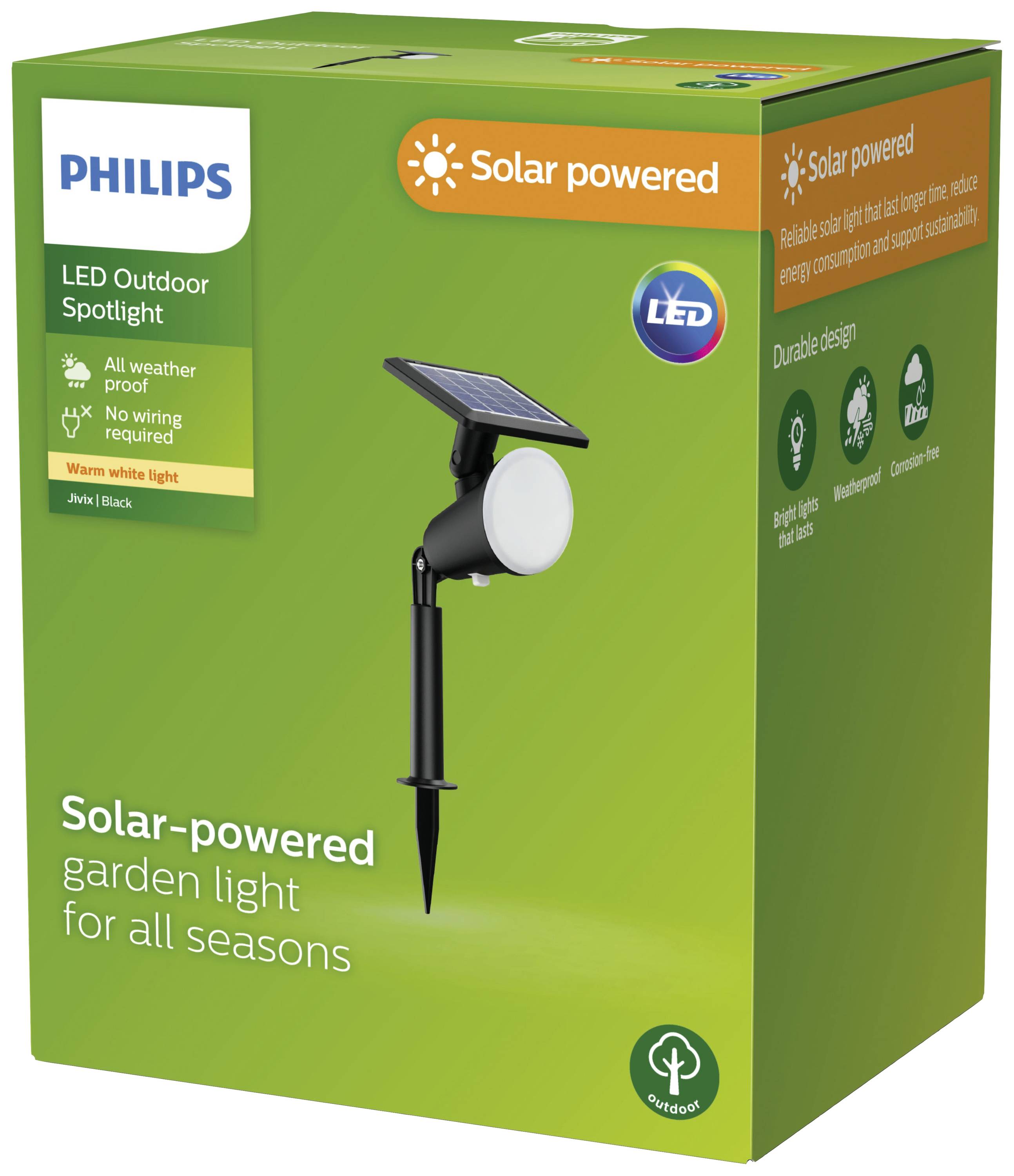 Philips LED 8720169269132 Jivix Solar-Gartenstrahler LED Schwarz