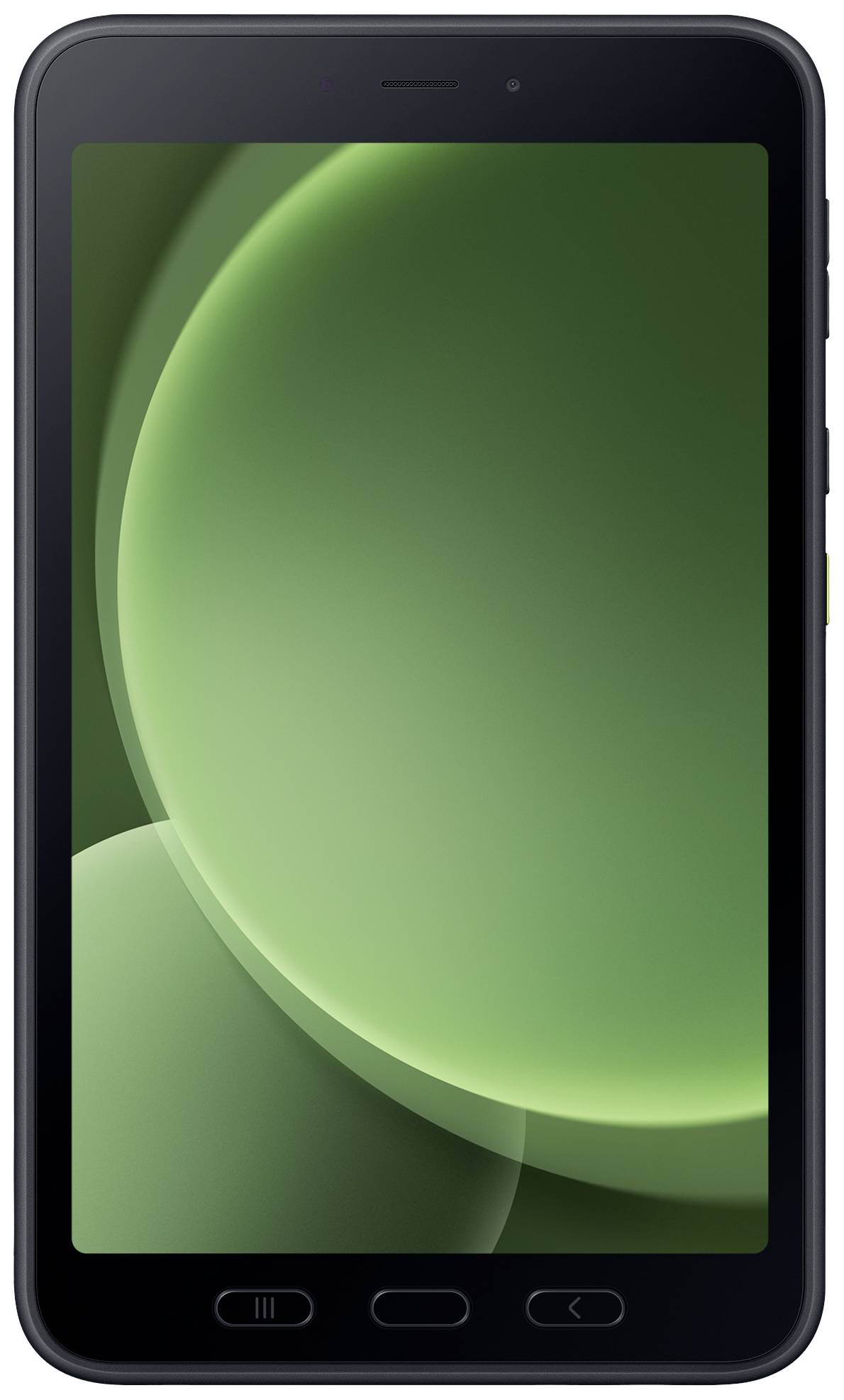 Ein Smartphone ist aufrecht dargestellt, mit einem leuchtend grünen Bildschirm, das zentrale Merkmal der Aufnahme.