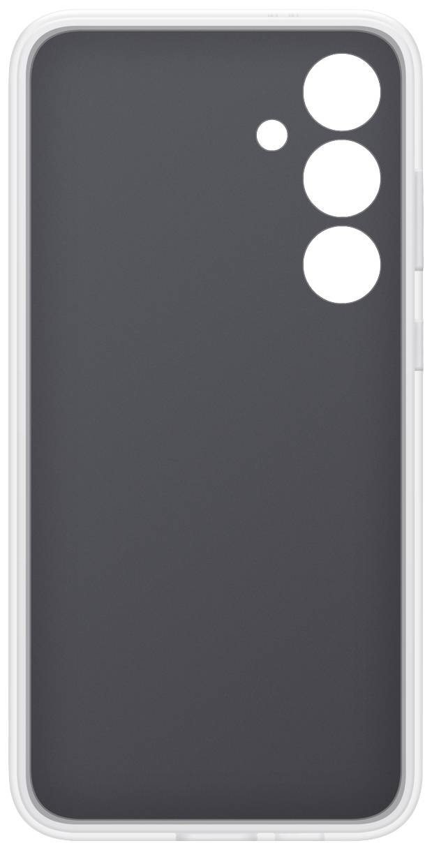 Eine schwarze Handyhülle mit vier Kameraausschnitten auf der Rückseite, leicht transparent.