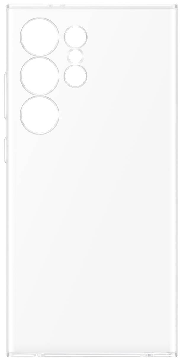 Durchsichtige Smartphone-Schutzabdeckung mit fünf Kameraausschnitten, passend für ein Gerät mit rechteckigem Design.