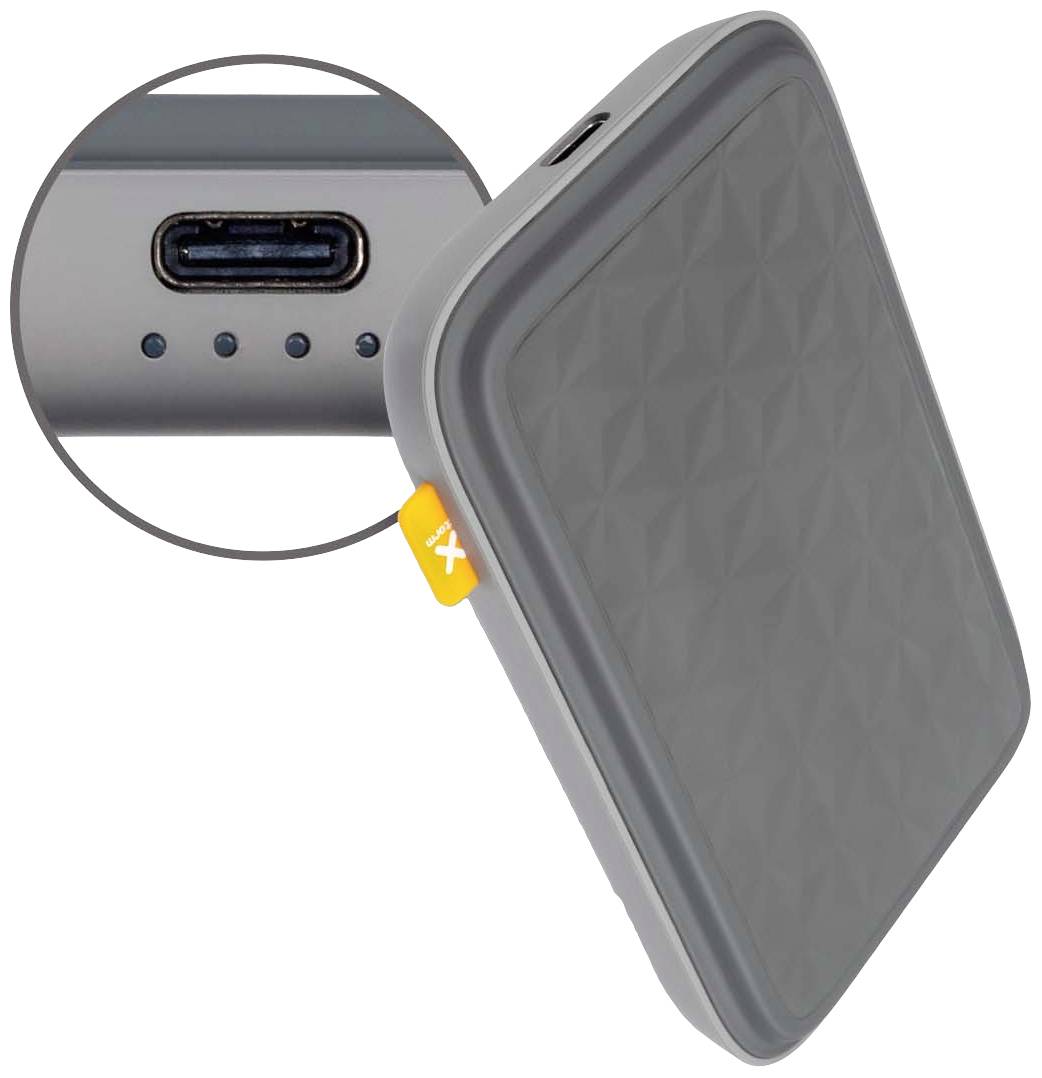 XTORM FS400U Powerbank 5000 mAh USB PD 3.0, Magsafe LiPo Grau gleichzeitiges Laden und Entladen, Statusanzeige