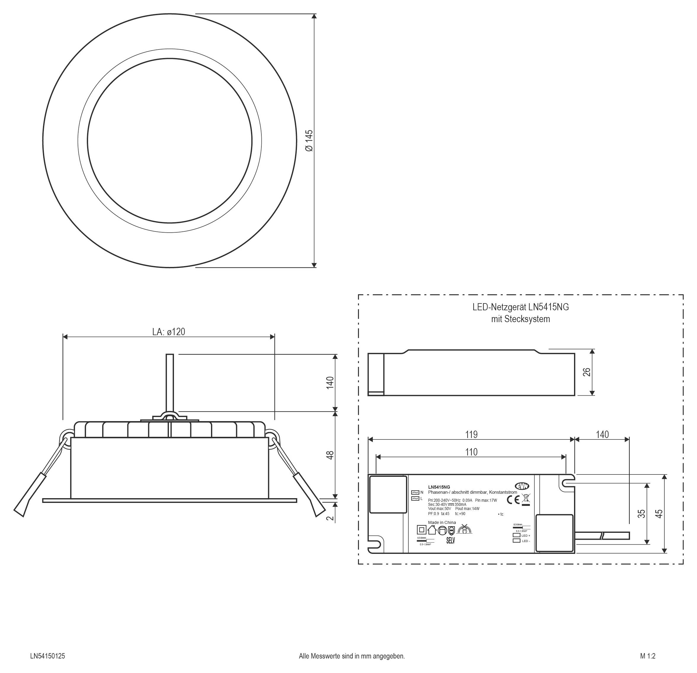 EVN LN54150125 LN54150125 LED-Deckenstrahler