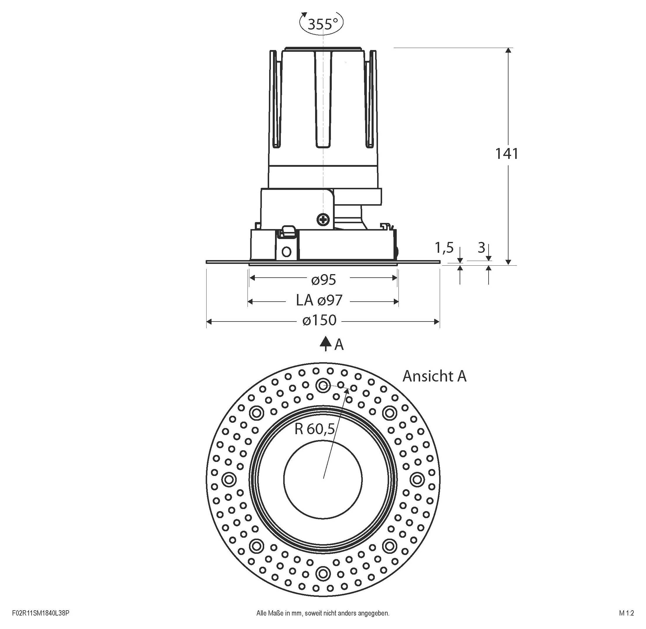 EVN F02R11SM1840L38P F02R11SM1840L38P LED-Deckenstrahler