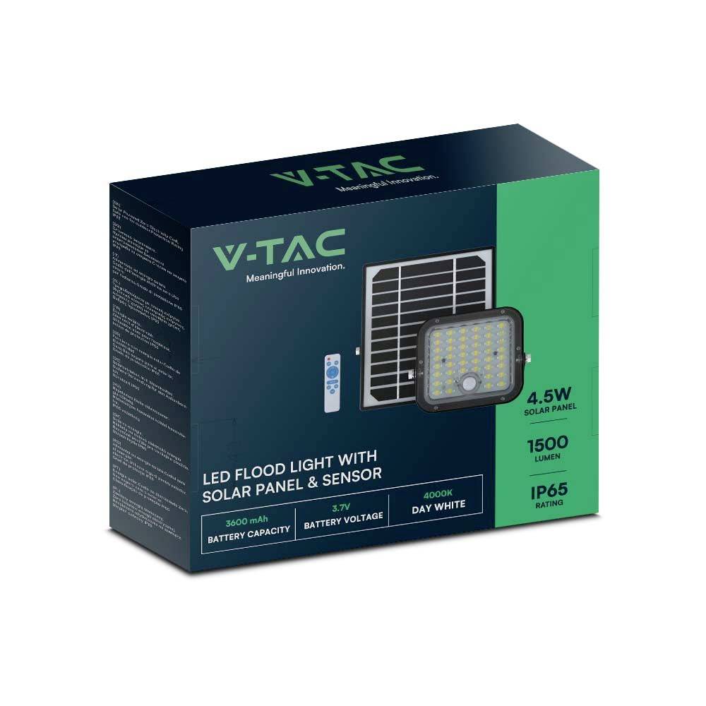 V-TAC VT-411 10313 LED-Flutlichtstrahler, Solarmodul 10 W Leuchtfarben: Kaltweiß