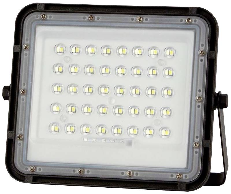 Ein rechteckiger LED-Strahler mit 40 kleinen, gleichmäßig verteilten Leuchtflächen, geeignet für starke Außenbeleuchtung.