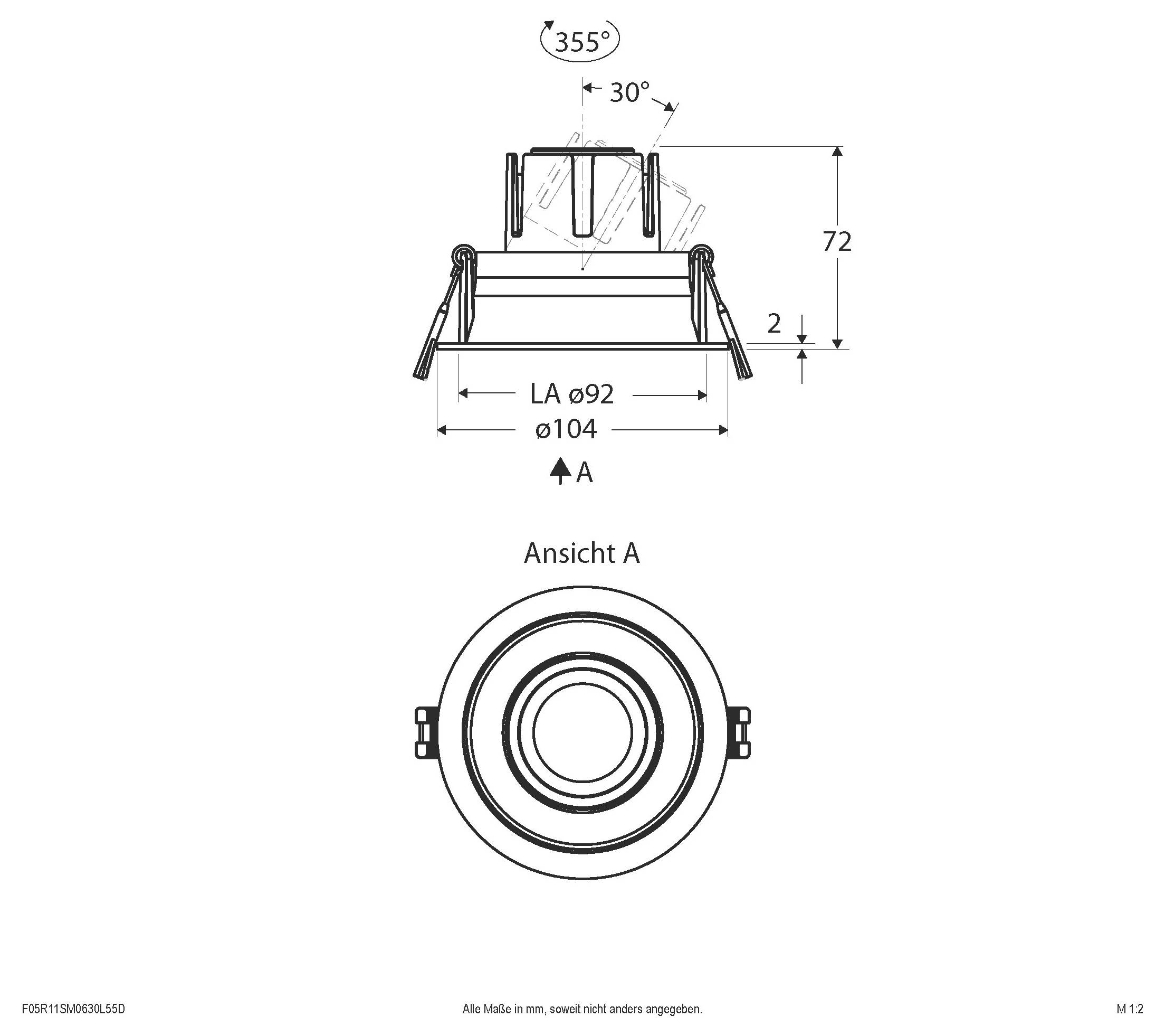 EVN F05R11SM0630L55D F05R11SM0630L55D LED-Deckenstrahler