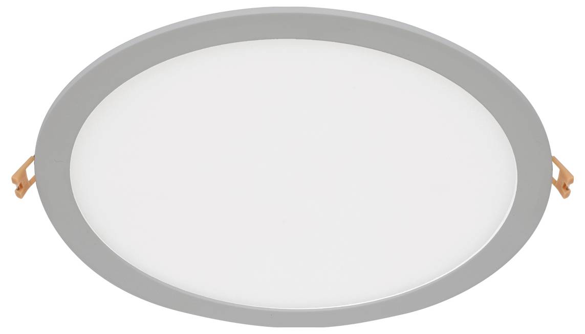 Quadratische, in die Decke eingelassene Leuchte mit schwarzem Reflektor und angebrachter Verkabelung; die Detailansicht zeigt ein kompatibles LED-Treibermodul in einem Kreis.