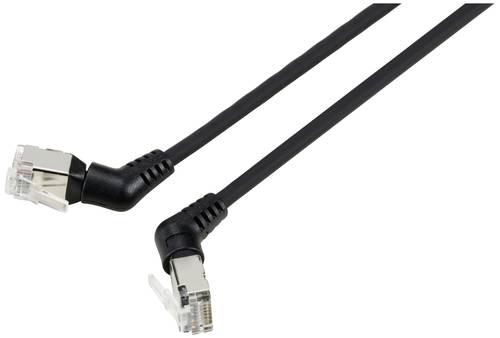 Renkforce RF-6071548 RJ45 Patchkabel CAT 6a F/UTP 1.00 m Schwarz Steckkontakte 360° drehbar, Gewink