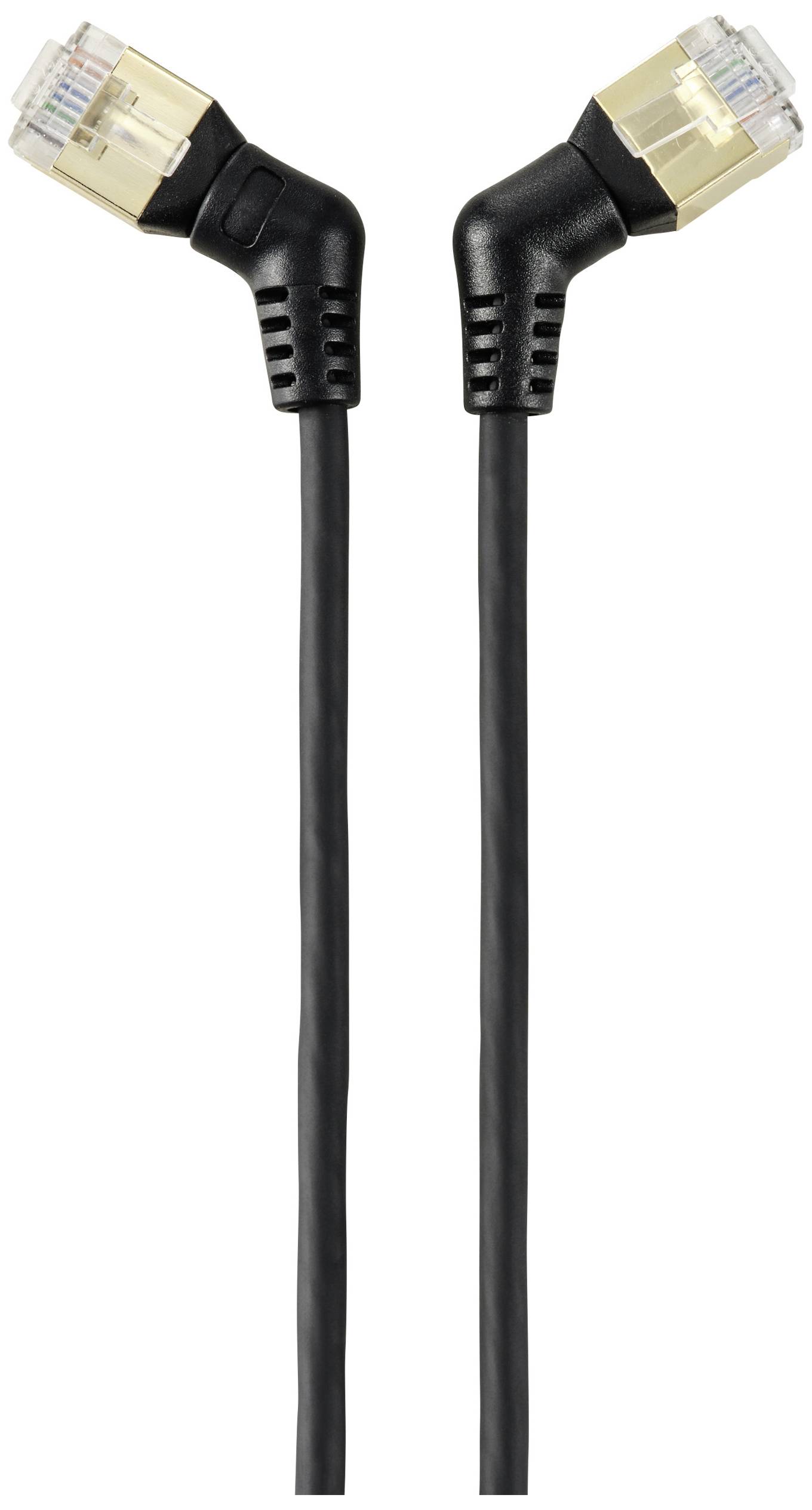 Renkforce RF-6071556 RJ45 Netzwerkkabel, Patchkabel CAT 8.2 S/FTP 2.00m Schwarz Steckkontakte 360° drehbar, Gewinkelter