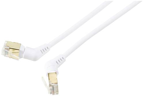 Renkforce RF-6071574 RJ45 Patchkabel CAT 8 S/FTP 2.00 m Weiß Steckkontakte 360° drehbar, Gewinkelte