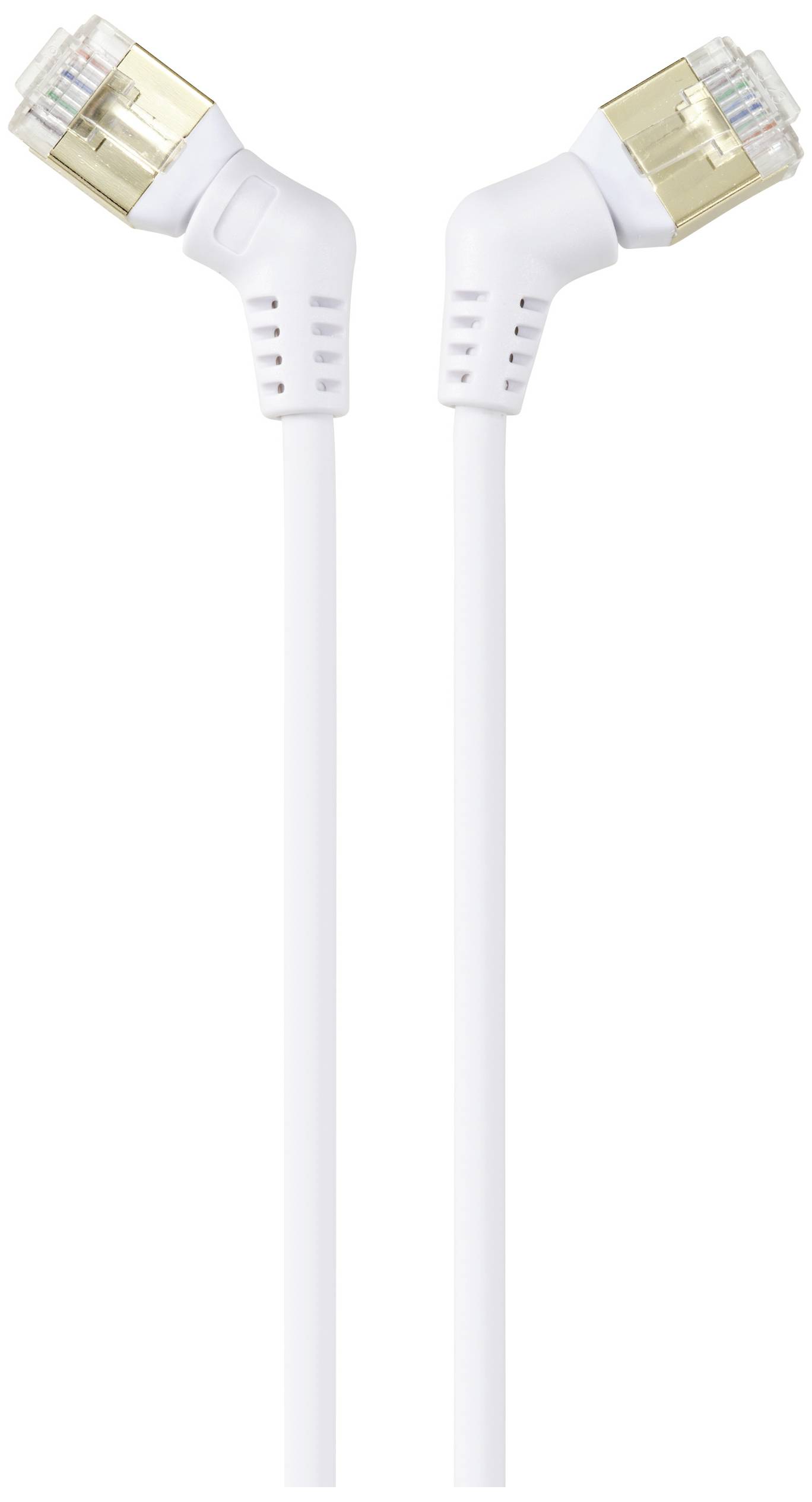 Renkforce RF-6071572 RJ45 Netzwerkkabel, Patchkabel CAT 8 S/FTP 1.00m Weiß Steckkontakte 360° drehbar, Gewinkelter Kabelabgang