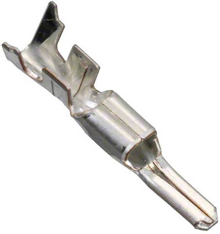 Nahaufnahme eines Metallkrimm-Steckers für die elektrische Verkabelung, der seinen zylindrischen Körper und das offene Ende zum Einführen von Drähten zeigt.