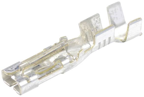 Metallklemme in Detailansicht, geeignet für elektrische Verbindungen. Silberglänzend mit gebogenen Enden.