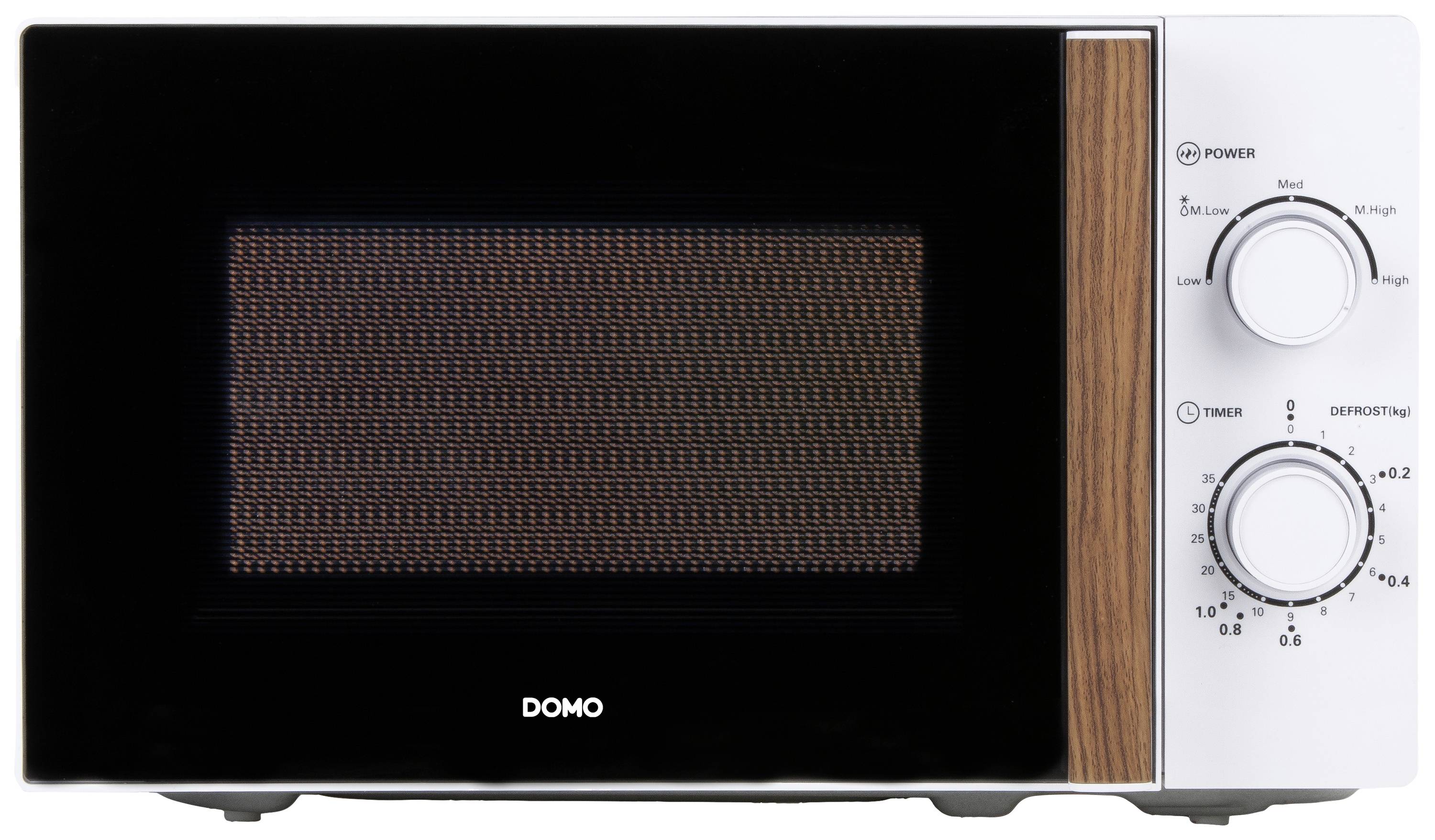 DOMO DO2720 Mikrowelle Weiß, Holz 700 W Timerfunktion