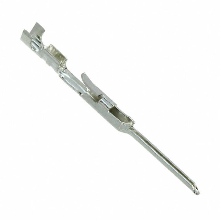 Ein Nahaufnahmebild eines kleinen, metallischen Elektrosteckerkomponente mit Zinken, die zum Befestigen von Drähten in elektronischen Geräten entwickelt wurden.
