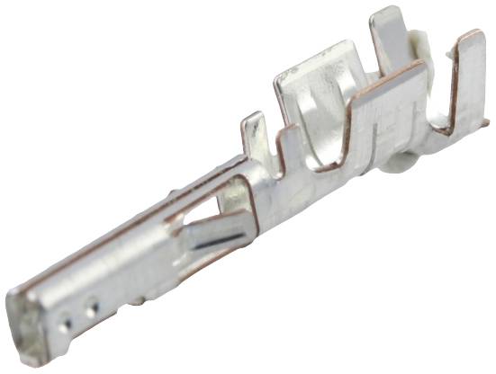 Ein Metallstecker mit mehreren Kontakten, der für elektrische Verbindungen in einem Steckergehäuse verwendet wird.