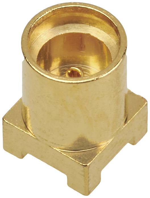 Goldener koaxialer RF-Anschlussstecker in zylindrischer Form. Verwendet für hochfrequente Signale in elektronischen Geräten.