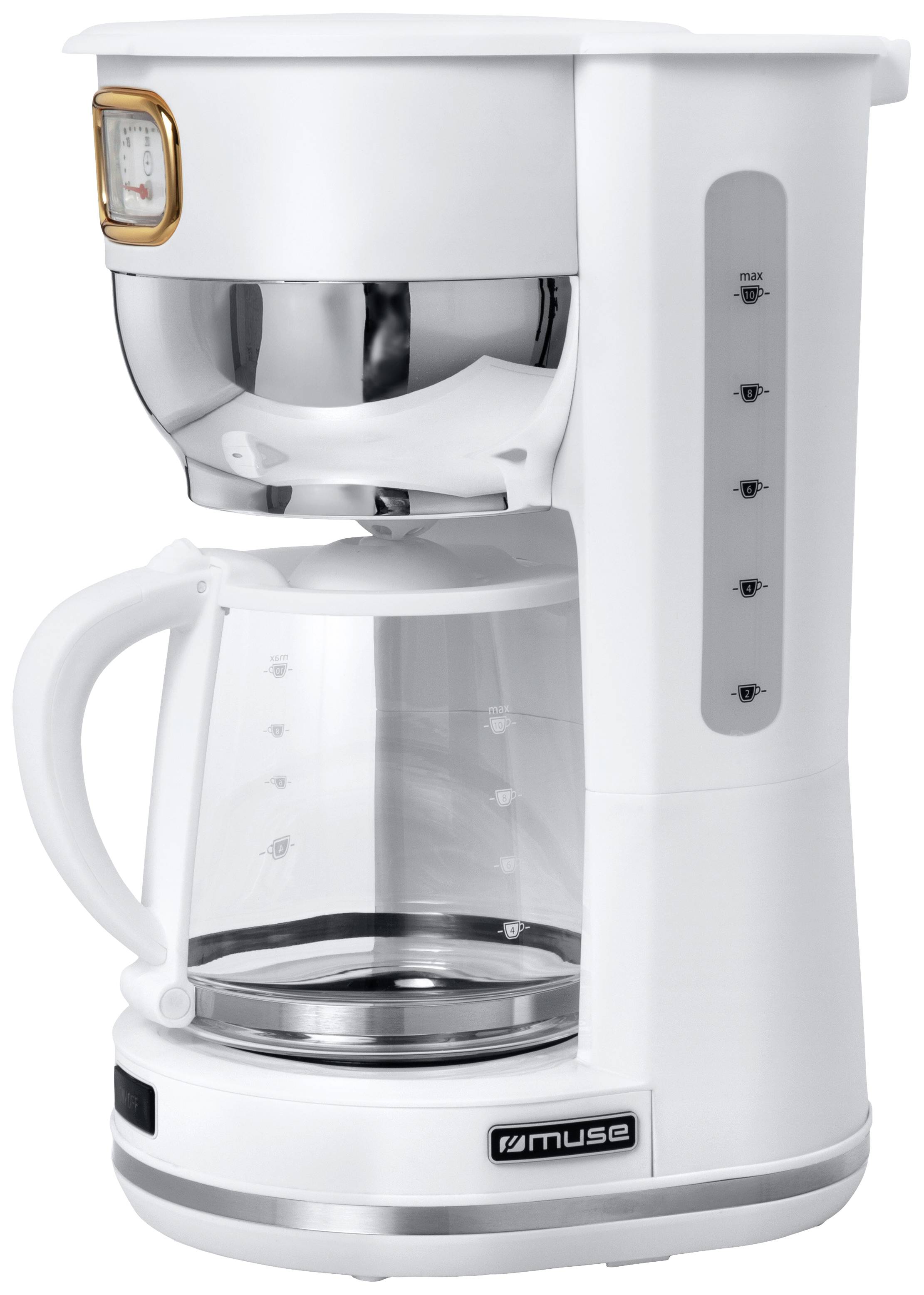 Muse MS-220 W Kaffeemaschine Weiß Fassungsvermögen Tassen=10 Glaskanne, Warmhaltefunktion