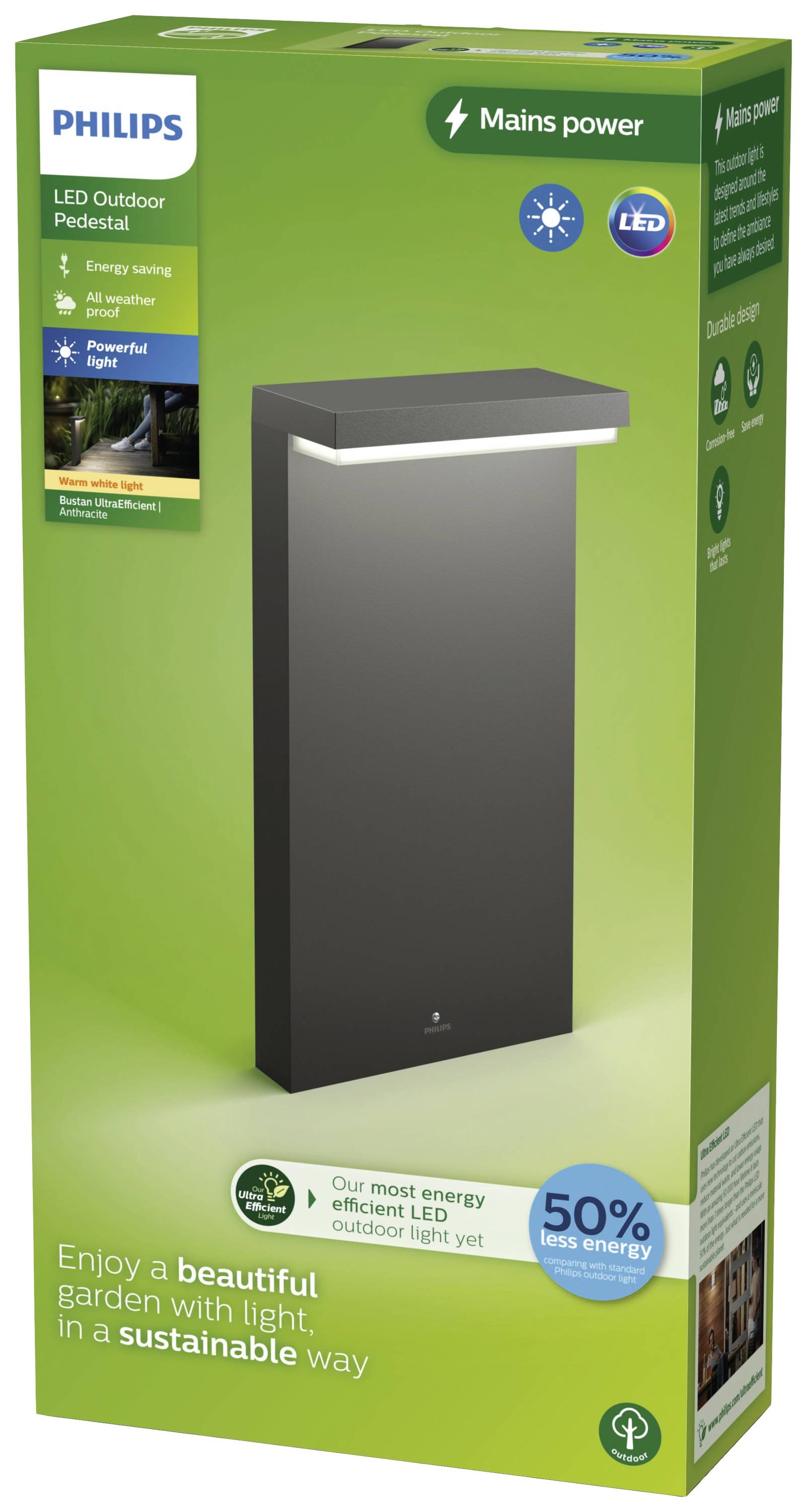 Philips LED Bustan 8720169257290 LED-Sockelleuchte LED 3.8W Anthrazit