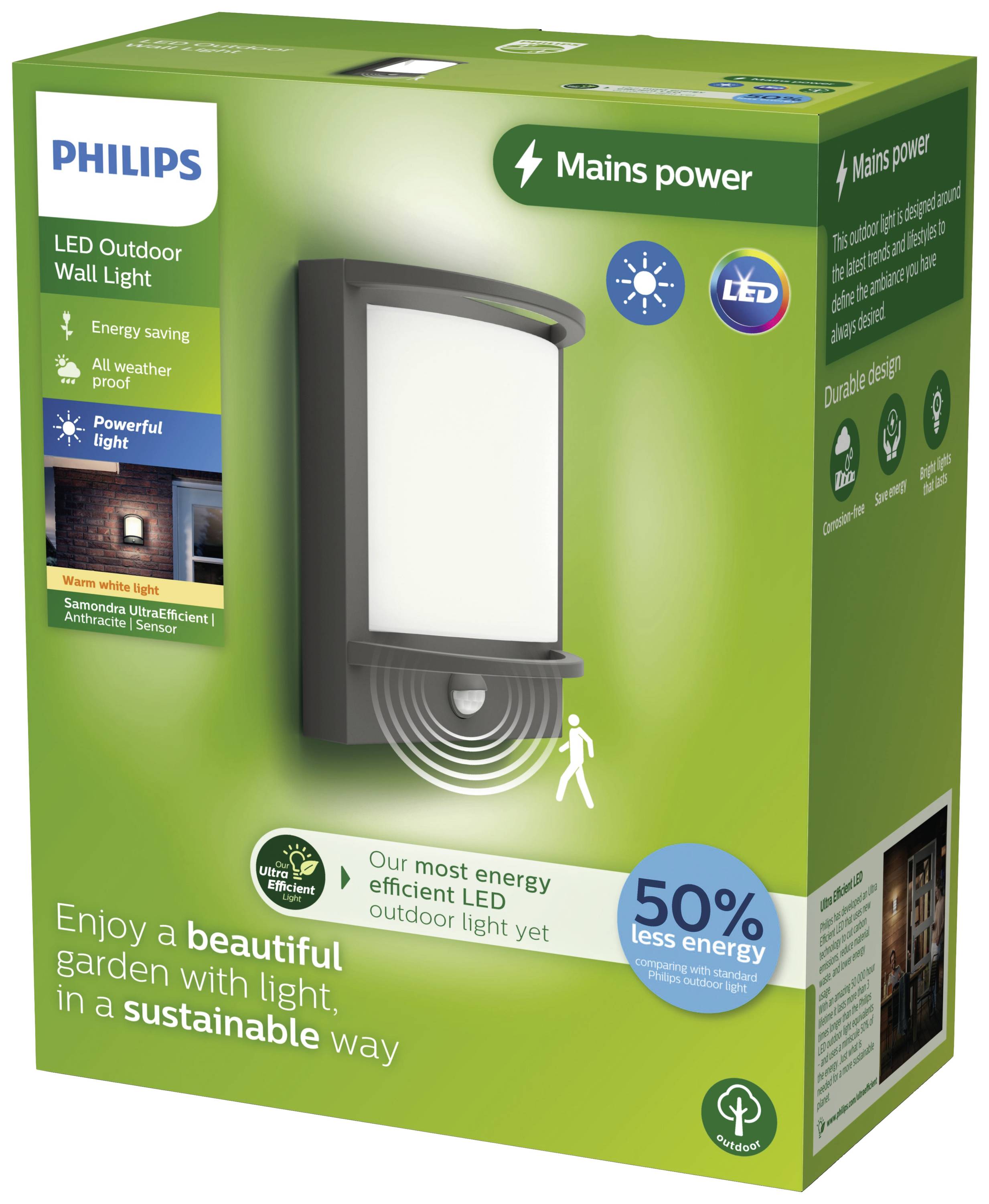 Philips LED Samondra 8720169263710 LED-Außenwandleuchte mit Bewegungsmelder LED 3.8 W Anthrazit