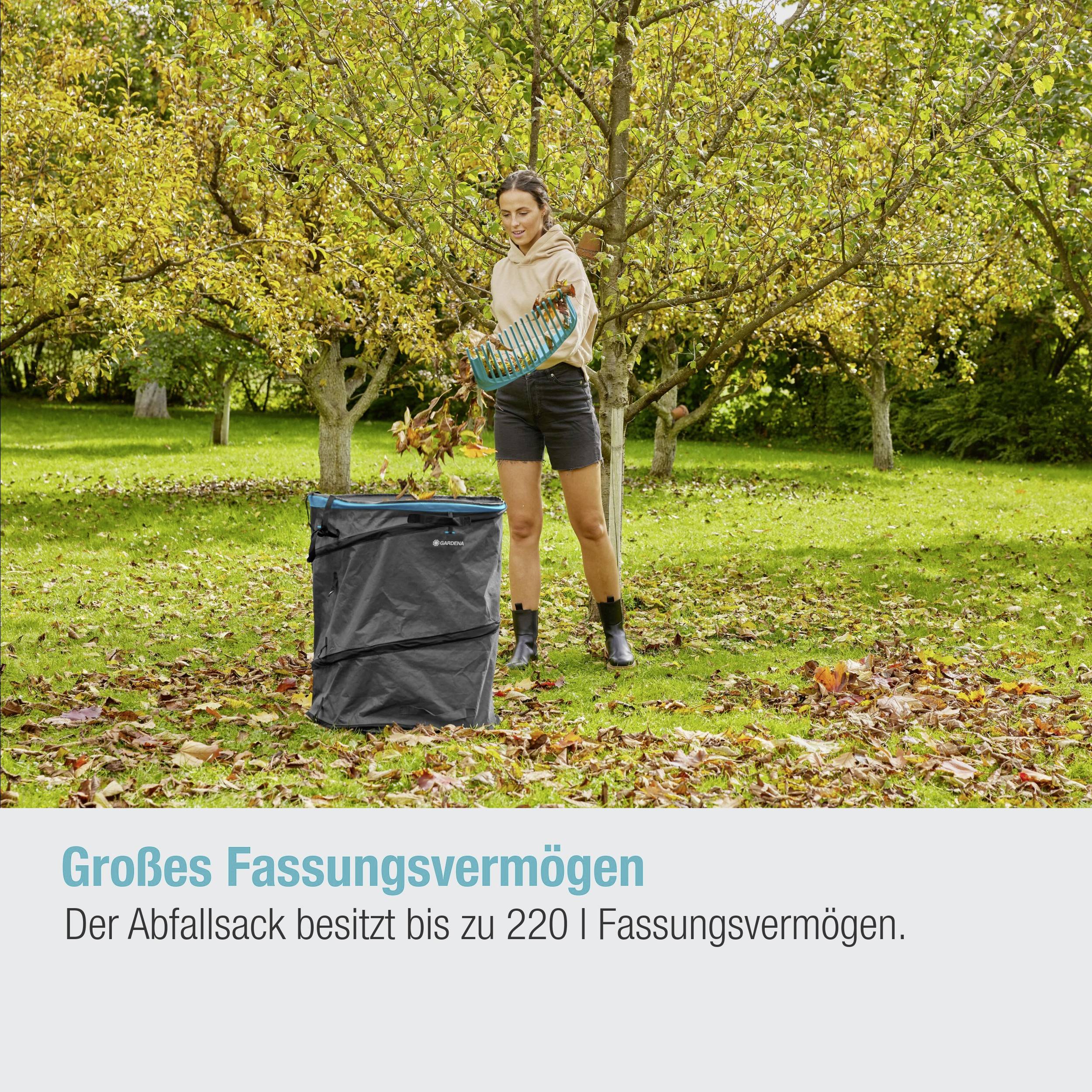 GARDENA 11716-20 Gartenabfallsack 220l Schwarz/Türkis