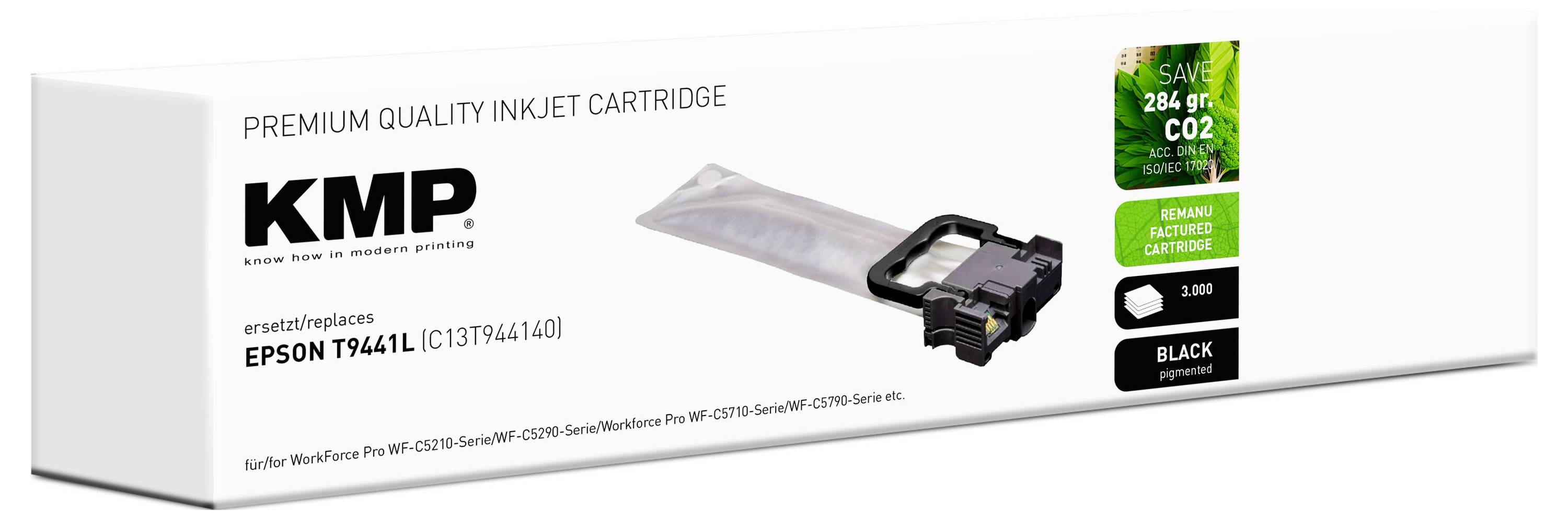 KMP Premium Quality Inkjet-Patrone für Epson T9441 mit Öko-Vorteil: Reduzierung von 284g CO2