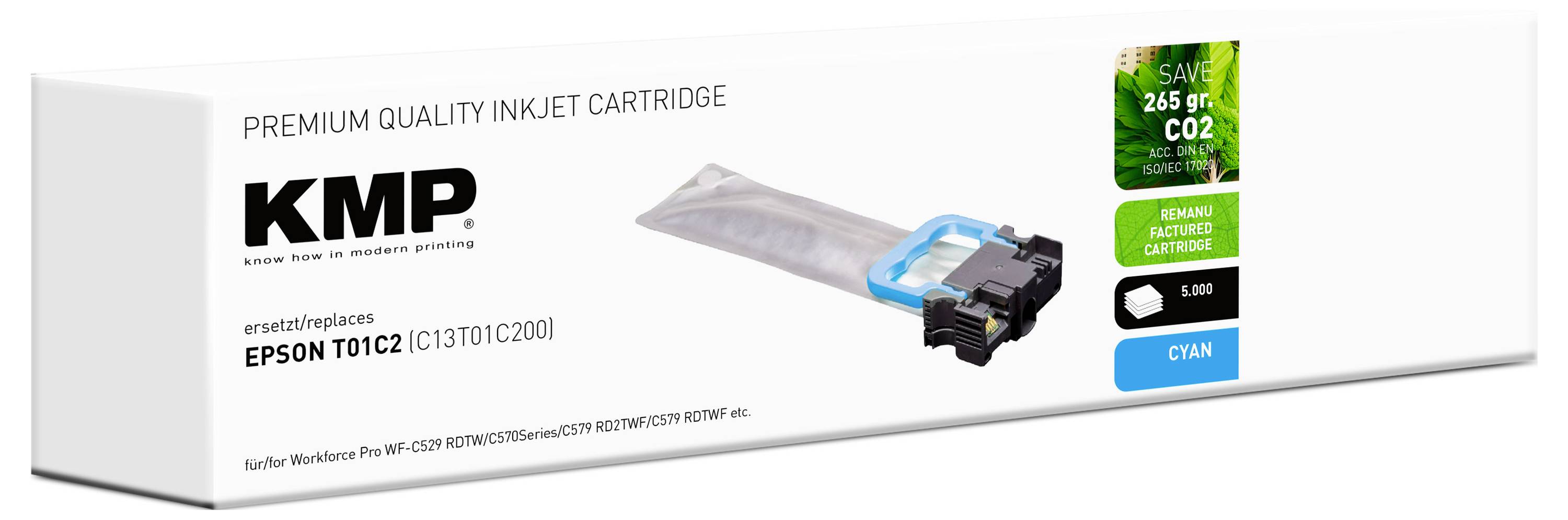 KMP Druckerpatrone ersetzt Epson T01C2 XL Kompatibel Cyan 1663,4003