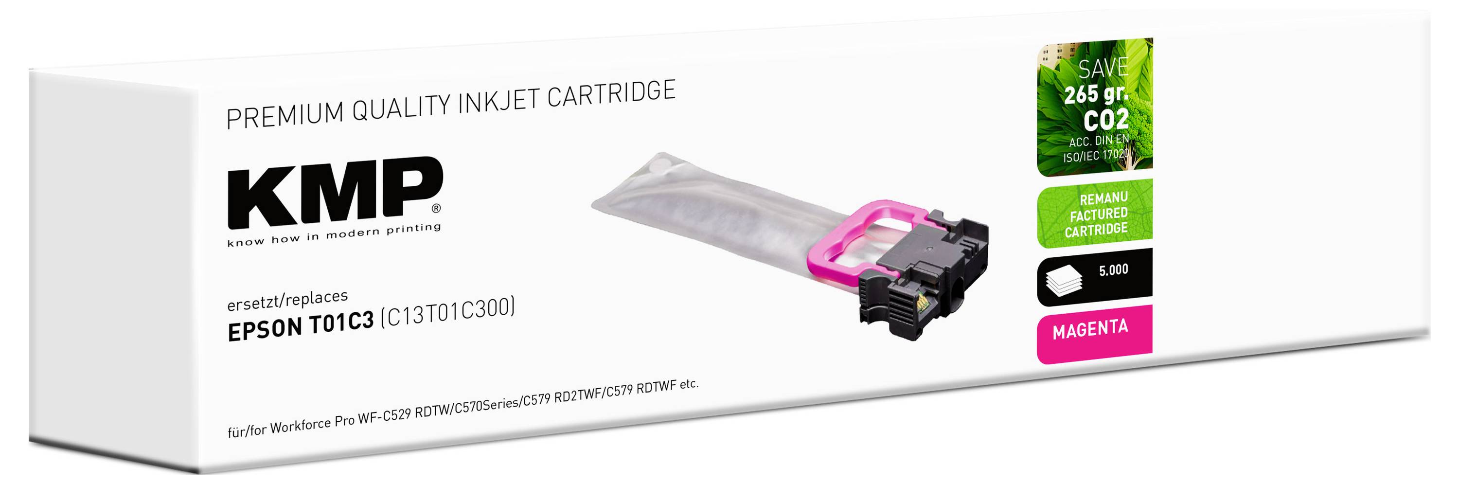 KMP Druckerpatrone ersetzt Epson T01C3 XL Kompatibel Magenta 1663,4006