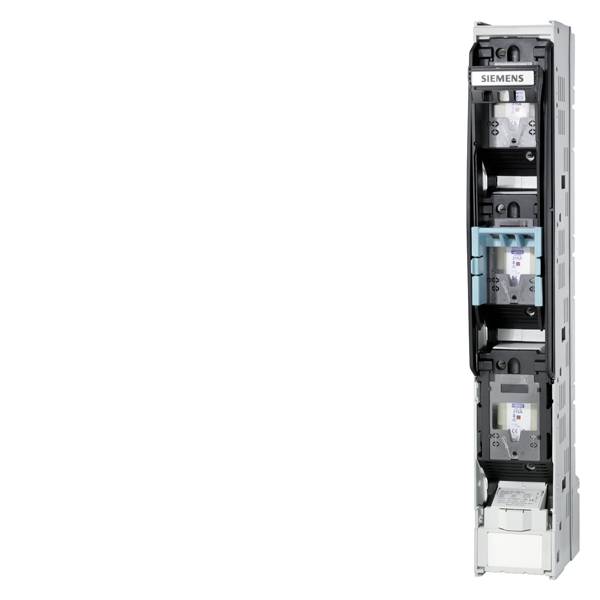 Eine vertikale elektrische Schalttafel von Siemens mit mehreren sichtbaren Sicherungen und Schaltern, eingebaut in ein Gehäuse.