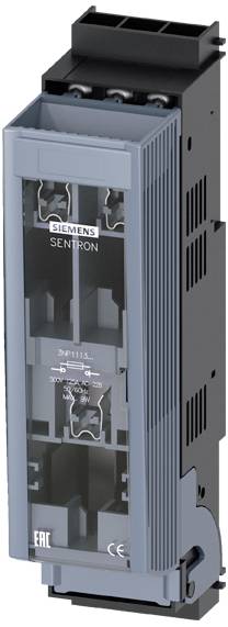 Ein schwarzes elektrisches Gerät von Siemens, Modell Sentron, mit CE-Kennzeichnung und EAC-Zertifikat. Verwendet für Stromverteilung.