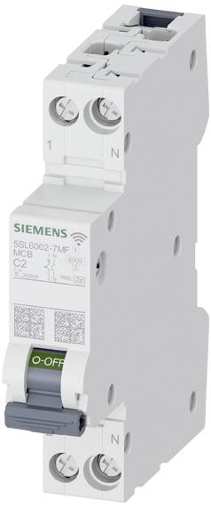 Automatischer Schutzschalter von Siemens, Modell 5SL6, zeigt 'O-OFF' Position an. Geeignet für elektrische Schalttafeln.