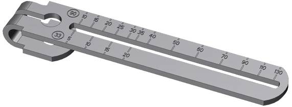 Metallischer Drehwinkelmesser mit Markierungen von 0 bis 100 in 10er-Schritten. предназначен для präziser Winkelmessungen.