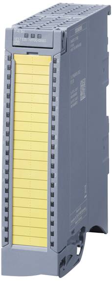 Elektronisches Gerätebauteil mit grauem Gehäuse und gelber Frontseite, vermutlich für industrielle Steuerung gedacht.