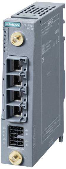 Industrie-Router von Siemens, Modell Scalance W700, mit mehreren Ethernet-Ports für die Netzwerkverbindung in industriellen Umgebungen.