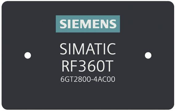 Schwarze Siemens-Karte mit Aufschrift 'SIMATIC RF360T 6GT2800-4AC00' in weißer Schrift auf dunklem Hintergrund.