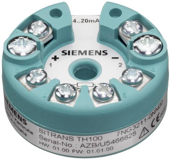 Siemens 7NG3211-0AN00 Temperaturmessumformer SITRANS TH100 fuer PT100 zum Einbau im Anschlusskopf Typ B (DIN43729), Zweileiter-