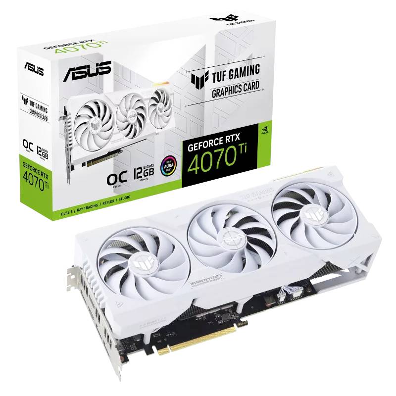 Asus Grafikkarte Nvidia GeForce RTX 4070 Ti TUF WHITE GAMING OC 12 GB GDDR6X-RAM PCIe x16 HDMI®, Di