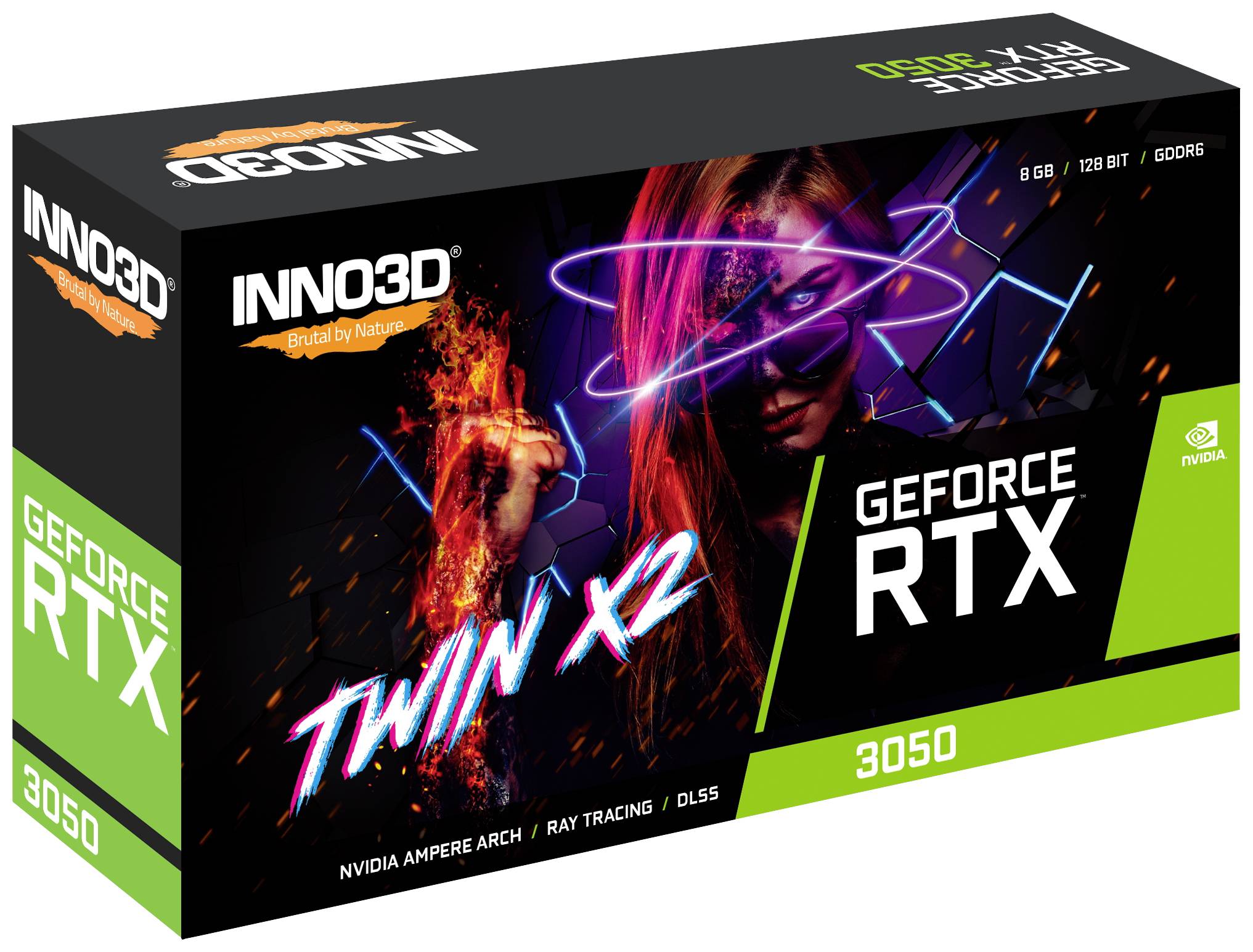 Inno 3D Grafikkarte Nvidia GeForce RTX 3050 Twin X2 8GB GDDR6-RAM PCIe x16 DisplayPort, HDMI®, DVI NVIDIA G-Sync, Vulkan