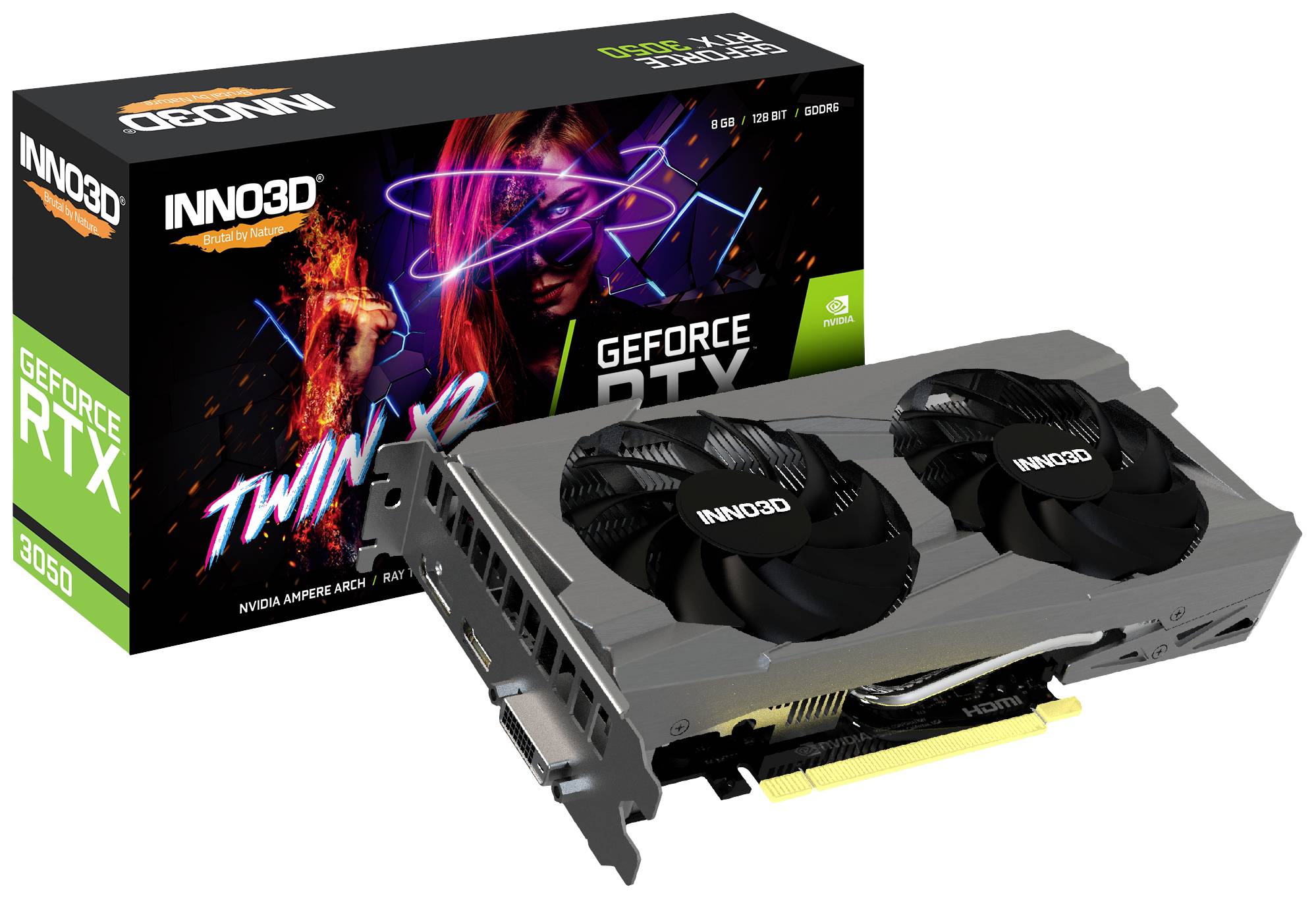 Inno 3D Grafikkarte Nvidia GeForce RTX 3050 Twin X2 8GB GDDR6-RAM PCIe x16 DisplayPort, HDMI®, DVI NVIDIA G-Sync, Vulkan