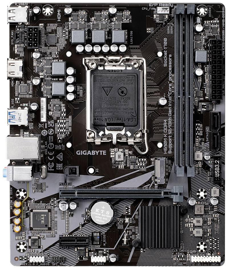 Gigabyte H610M K DDR4 Mainboard Sockel (PC) Intel® LGA 1700 Formfaktor (Details) Micro-ATX Mainboard-Chipsatz Intel® H610