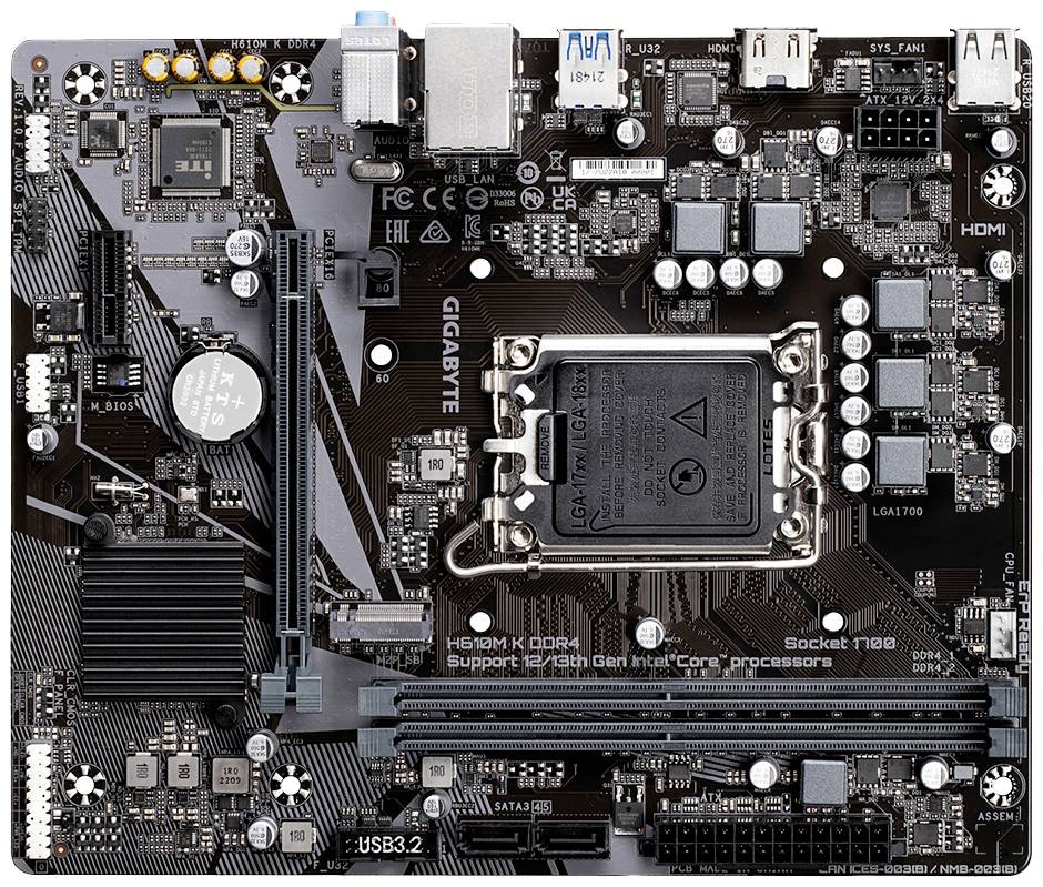 Gigabyte H610M K DDR4 Mainboard Sockel (PC) Intel® LGA 1700 Formfaktor (Details) Micro-ATX Mainboard-Chipsatz Intel® H610