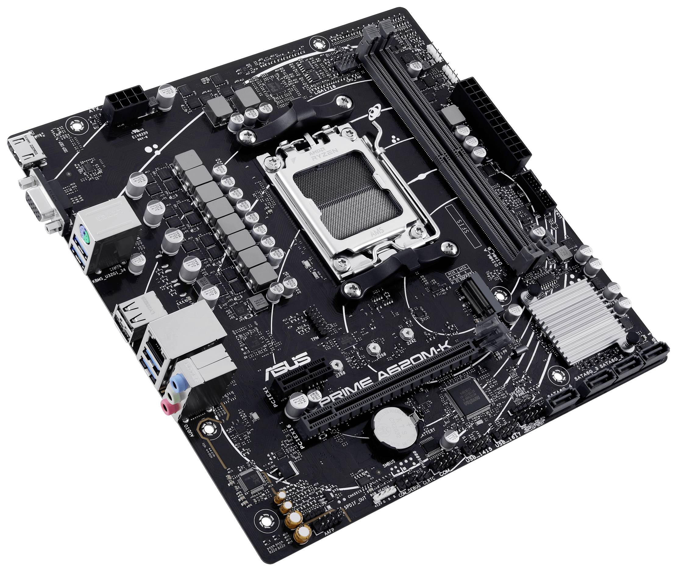 Asus PRIME A620M-K Mainboard Sockel (PC) AMD® AM5 Formfaktor (Details) Micro-ATX Mainboard-Chipsatz AMD® A620