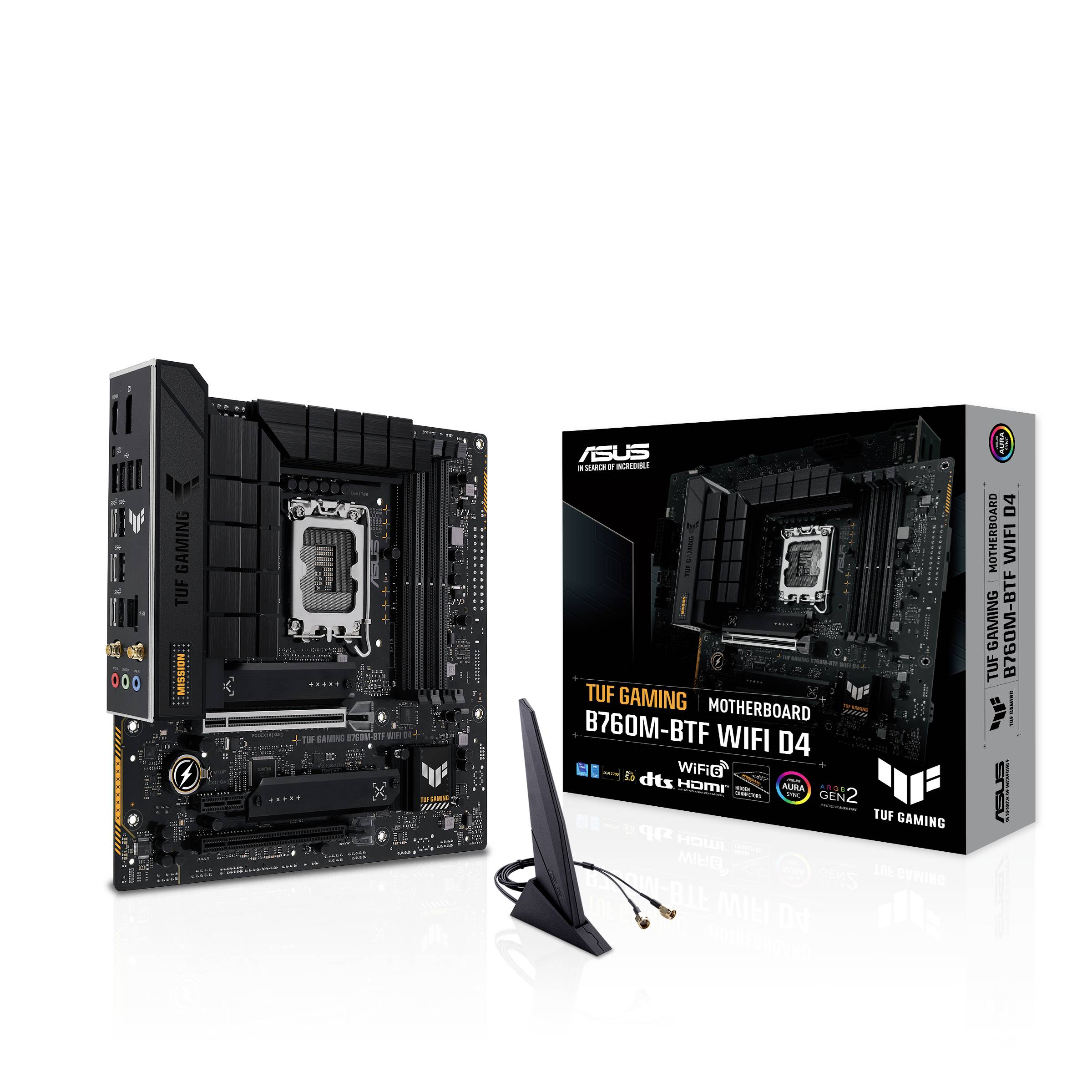 Asus TUF GAMING B760M-BTF WIFI D4 Mainboard Sockel (PC) Intel® LGA 1700 Formfaktor (Details) Micro-ATX Mainboard-Chipsatz Intel®