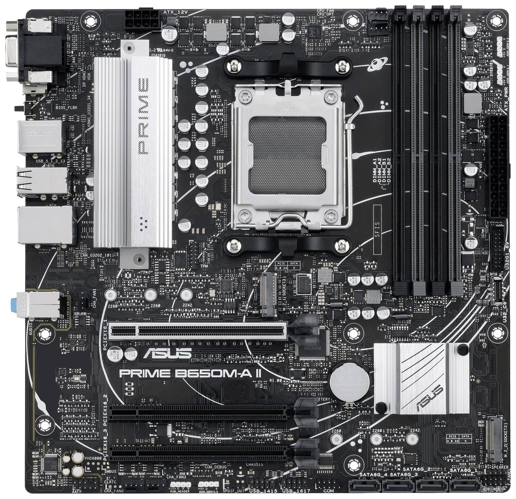 Asus PRIME B650M-A II-CSM Mainboard Sockel (PC) AMD® AM5 Formfaktor (Details) Micro-ATX Mainboard-Chipsatz AMD® B650