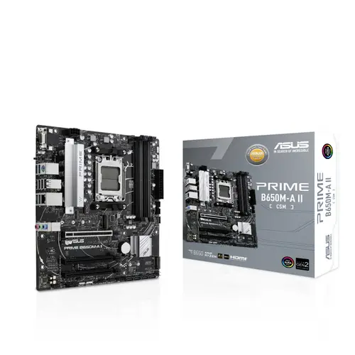 Asus PRIME B650M-A II-CSM Mainboard Sockel (PC) AMD® AM5 Formfaktor (Details) Micro-ATX Mainboard-Chipsatz AMD® B650 Asus PRIME B650M-A II-CSM Mainboard Sockel (PC) AMD® AM5 Formfaktor (Details) Micro-ATX Mainboard-Chipsatz AMD® B650